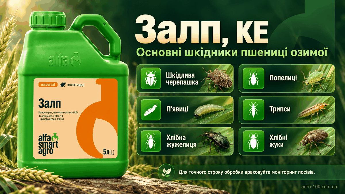 Залп КЕ — шкідники озимої пшениці: черепашка, попелиці, трипси, п'явиці та хлібні жуки