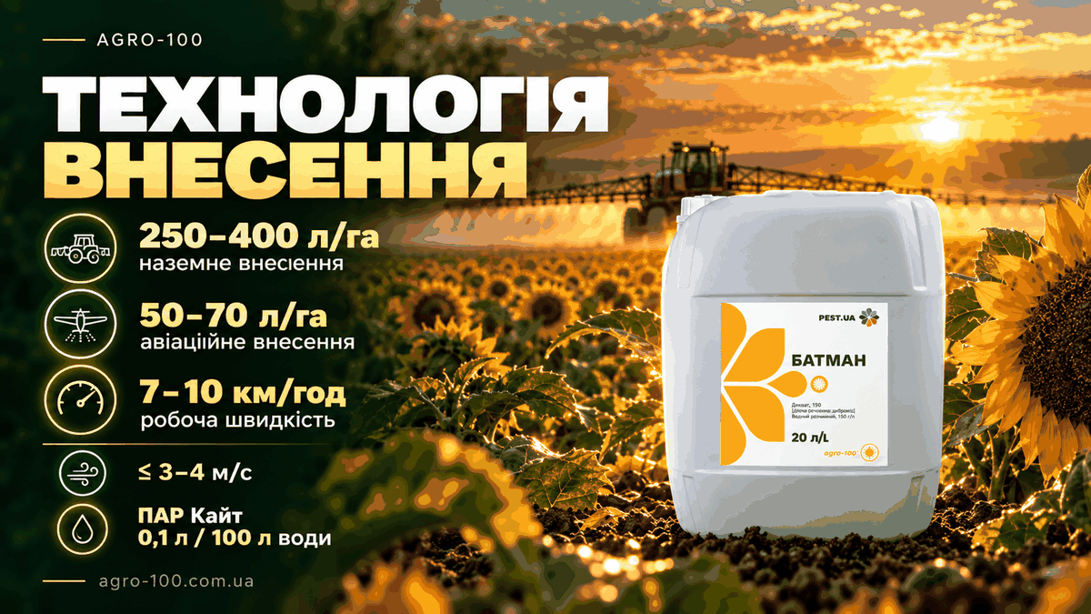 Технологія внесення десиканту Батман на соняшнику